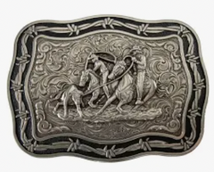 Crumrine Team Roper with Barbwire Silver Square Buckle 38679