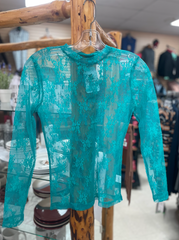 Turquoise Heaven L/S Mesh Turq Lace Shirt Ladies