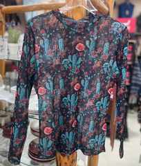 Turquoise Haven L/S Mesh Cactus Shirt Ladies