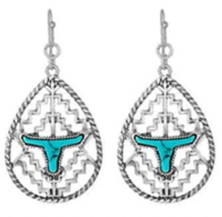 Wyo-Horse Actec Tear Drop Steer Earrings JE461