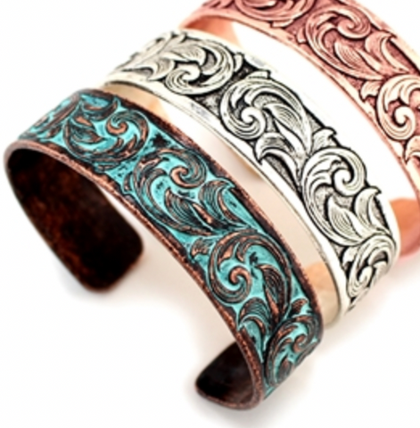 Wyo-Horse Tooled Cuff Braclet JB238S & JB238PT