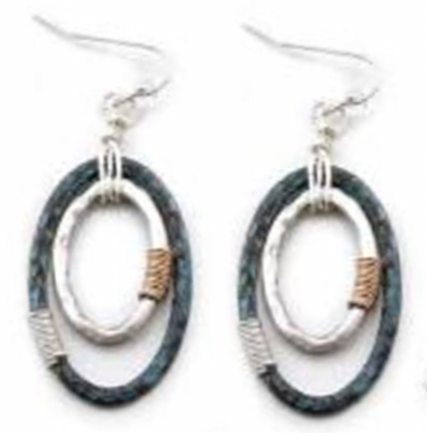 Wyo-Horse Double Oval Turquoise Earrings JE325PT