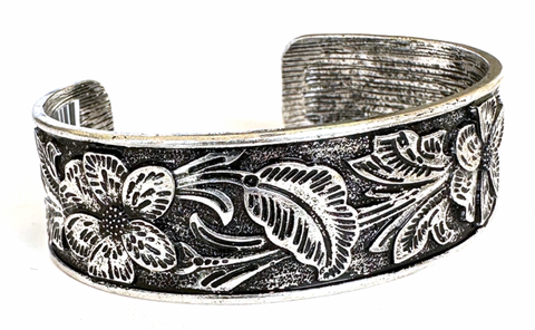 Wyo-Horse Floral Silver Cuff JB405S
