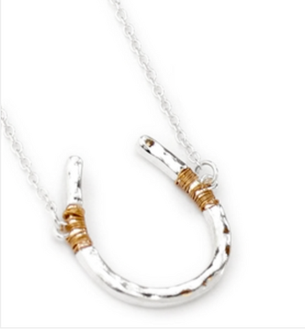 Wyo-Horse Wire Wrapped Silver Horseshoe Necklace J052S