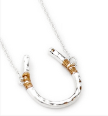 Wyo-Horse Wire Wrapped Silver Horseshoe Necklace J052S