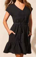 Tribal Jeans Cap Sleeve Dress with Belt Women’s