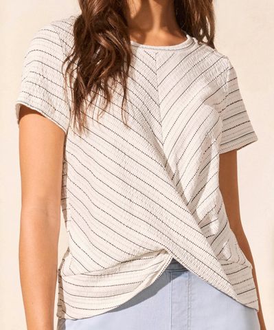Tribal Jeans Crew Top S/S with Twist Knot 5736O-5232-3168