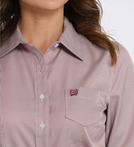 Cinch Button Up Striped L/S Shirt Women's MSW9164245
