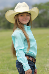 Cruel Girls Button Up Solid Turquoise L/S Shirt Girl's CTW3120002
