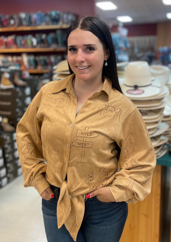 Blue B. Collection Suede Button Up L/S Women's 23153T