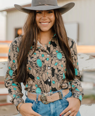 Sterling Kreek Tattoos On This Town Button Up Women's
