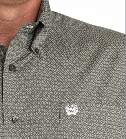 Cinch Men's Classic fit L/S Print button shirt MTW1105981 OLV