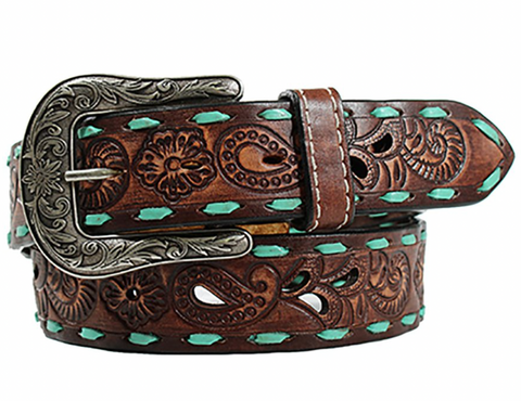 Angel Ranch Tooled Buck Stitch Belt Women's D140004202
