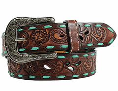 Angel Ranch Tooled Buck Stitch Belt Women's D140004202