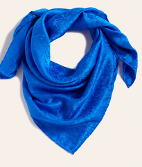 M&F 100% Silk Blue Tooled Wild Rag 0904017