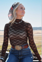 Cruel Girl Brown Lace Mesh Top Women's CTK7485002