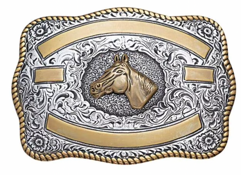 Crumrine Horse Head Square Silver/Gold Buckle 3807207