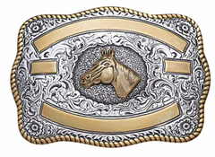 Crumrine Horse Head Square Silver/Gold Buckle 3807207