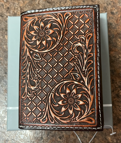 Nocona Tooled Leather Tri-Fold Wallet N50004B002