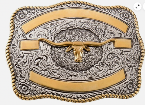 Crumrine Longhorn Head Square Silver/Gold Buckle 3807213