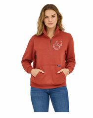 Wrangler Women's Retro Double Horseshoe 1/4 Zip Sweatshirt 112371636