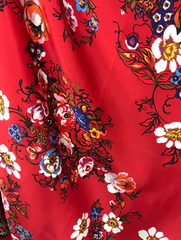 Brown Creek Fall Flowers on Red Silk Wild Rag 44"