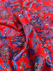 Brown Creek Right Red Royal and Blue Paisley Silk Wild Rag 44"