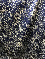Brown Creek White Flowers on Navy Silk Wild Rag 44"