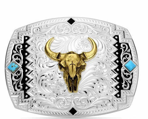 Montana Silversmiths Buckle Southwest Scroll Buffalo Skull 56100-1015
