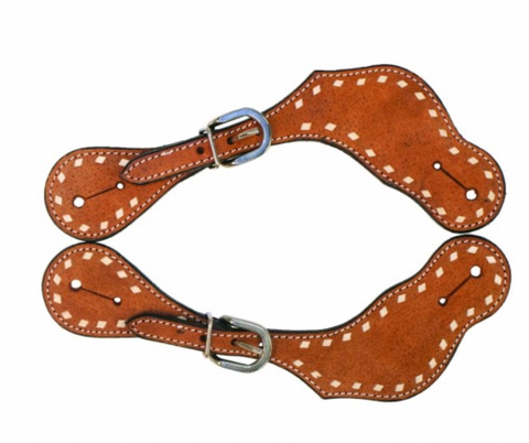 WESTERN RAWHIDE ROUGHOUT & BUCKSTITCH LADIES CHESTNUT SPUR STRAP 202403-54