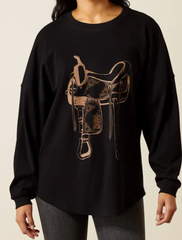 Ariat Women's Canvas Oversized Long Sleeve Tee - Black 10065867