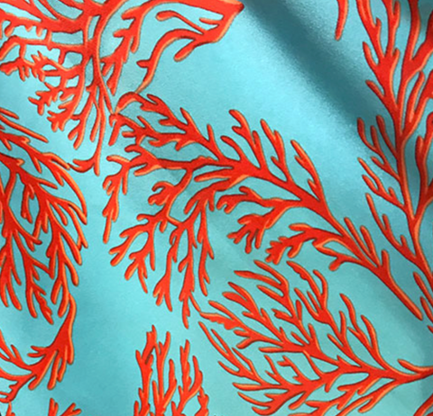 Brown Creek Sea Blue/Coral Red Silk Wild Rag 44"