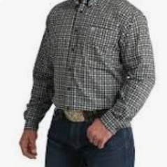 Cinch Men's L/S  Brown & Blue Geometric Print Button Down Shirt MTW1106002