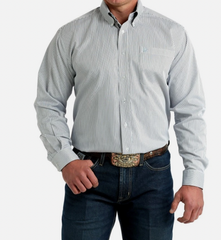 Cinch Western Shirt Mens Long Sleeve Stripe Button White MTW1106003