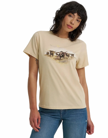 Wrangler Western Graphic Short Sleeve Women's Tee Shirt- Biscotti12368878