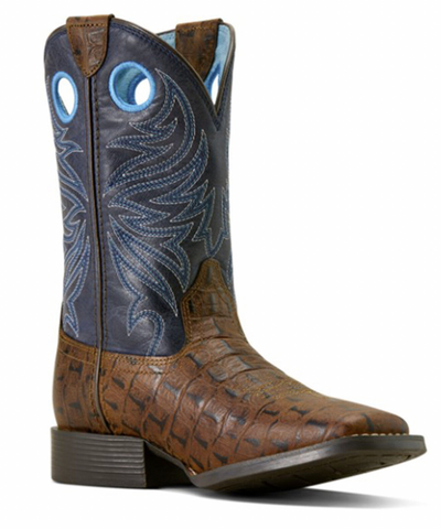 Ariat Kids Knox Boot - Brown Croc Print/Navy