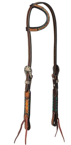 Weaver Turquoise Cross Floral Buckstitch 5/8" Headstall 45008-01-01