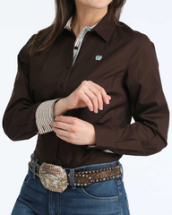 Cinch L/S Button Up Brn Shirt Women's