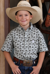Cinch S/S Button Up Gry Shirt Boy's