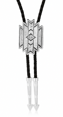 Montana Silversmiths Bolo Tie Silver Aztec
