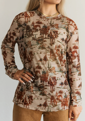 Turquoise Heaven Original Cowboy Mesh Top Women's