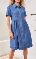 Tribal Jeans Button Up Flowy Dress W/ Pockets Women's