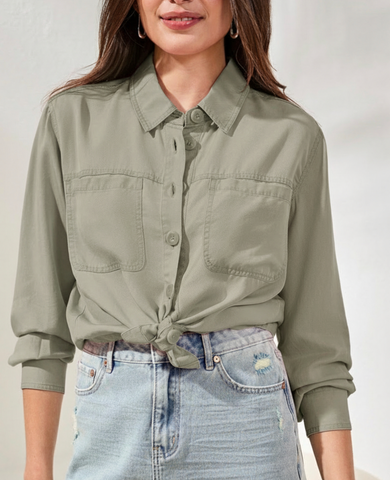 Tribal Jeans Button Up Flowy Over Shirt Women's