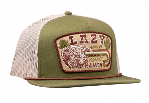 Lazy J Ranch Olive & White Brewster Classic Rope Trucker Hat