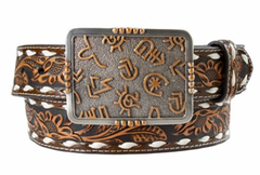 Angel Ranch Tooled W/ Branded Buckle Belt Women's