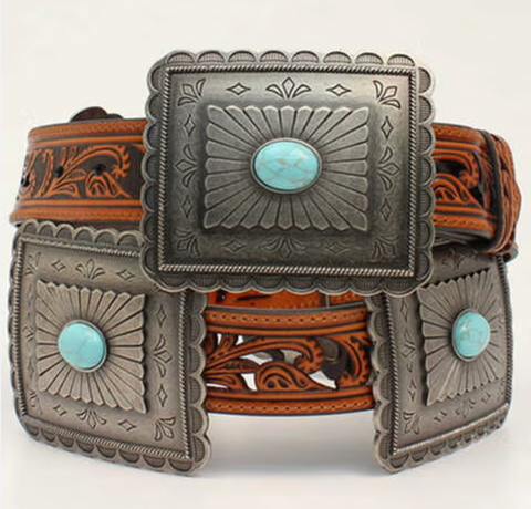 Ariat Turquoise Tooled Concho Belt Women's