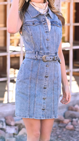 Rock&Roll Denim Sleeveless Denim Dress Women's