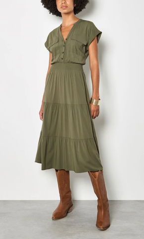 Apricot Tiered Utility Midaxi Dress Women's
