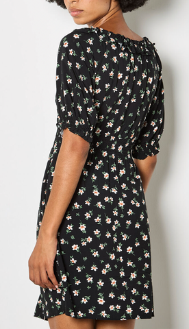 Apricot Floral Milkmaid Frill Mini Dress Women's