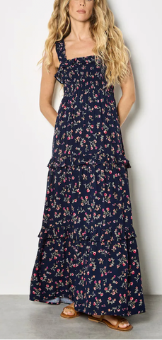 Apricot Ditsy Floral Smock Maxi Dress Women's
